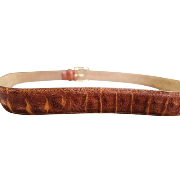 CROCO EMBOSSED BROWN GENUINE LEATHER CASUAL DRESS MEN'S BELT Size 40 - Picture 5 of 9